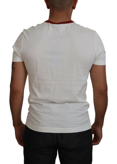 Cotton White Logo Print Crewneck T-shirt