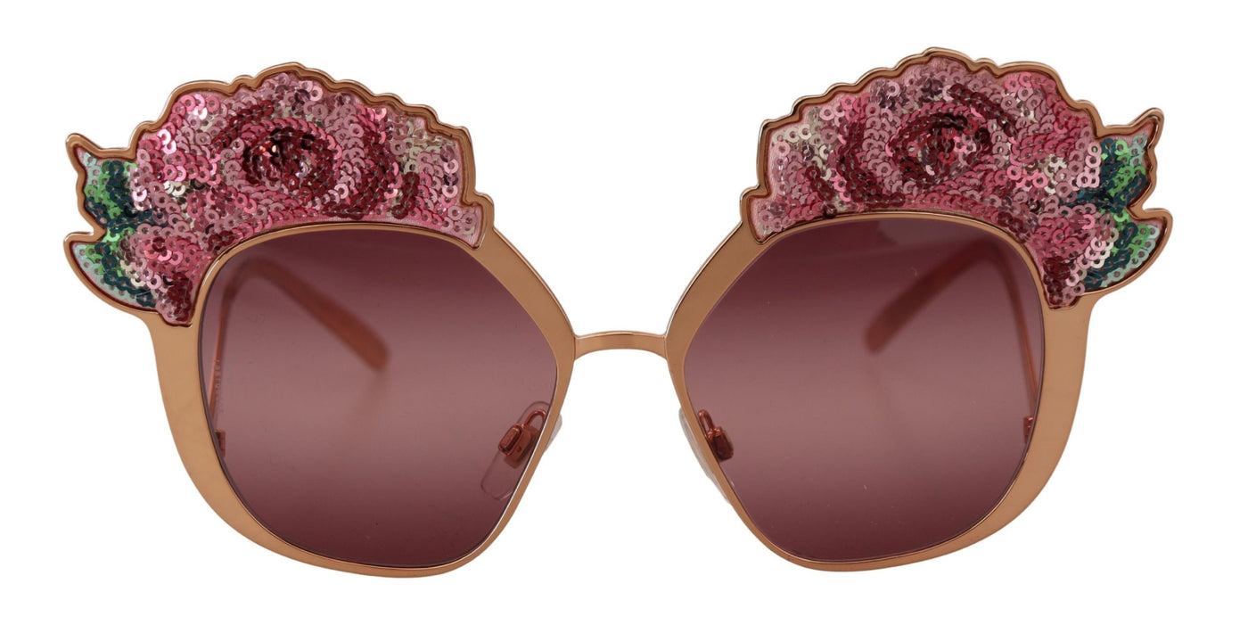 Pink Gold Rose Sequin Embroidery DG2202 Sunglasses