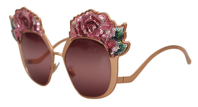 Pink Gold Rose Sequin Embroidery DG2202 Sunglasses