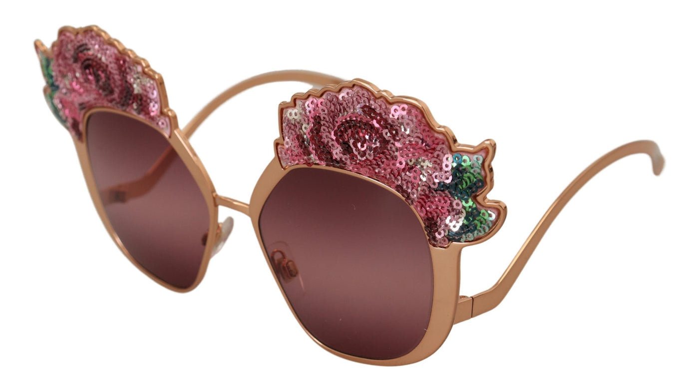 Pink Gold Rose Sequin Embroidery DG2202 Sunglasses