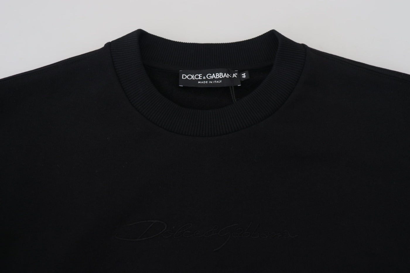 Black Cotton Crew Neck Pullover Sweater