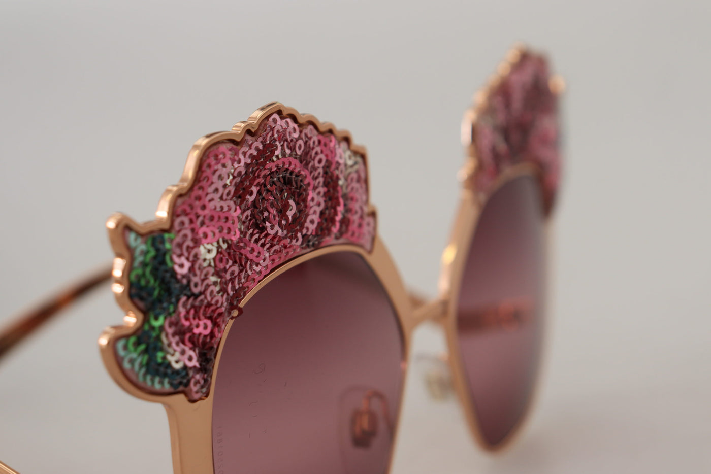 Pink Gold Rose Sequin Embroidery DG2202 Sunglasses