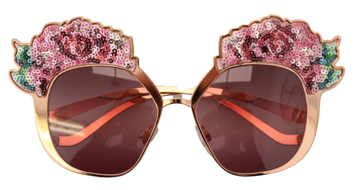 Pink Gold Rose Sequin Embroidery DG2202 Sunglasses