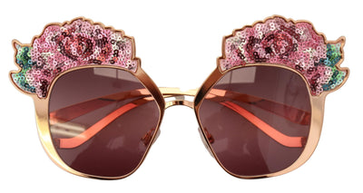 Pink Gold Rose Sequin Embroidery DG2202 Sunglasses