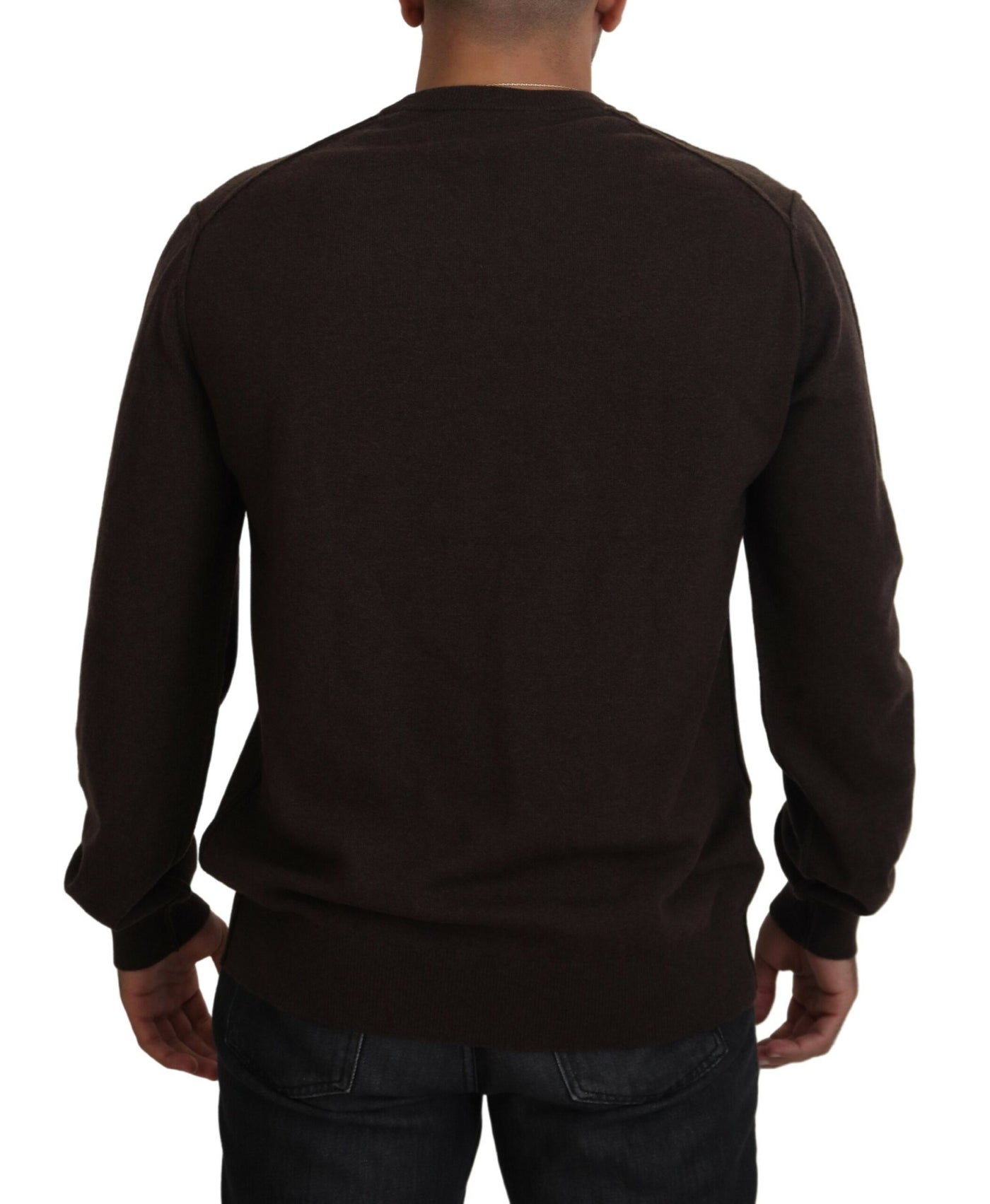 Brown Cashmere Crew Neck Pullover Sweater