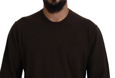 Brown Cashmere Crew Neck Pullover Sweater