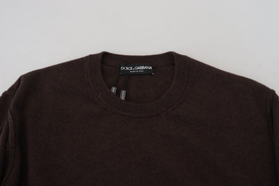 Brown Cashmere Crew Neck Pullover Sweater