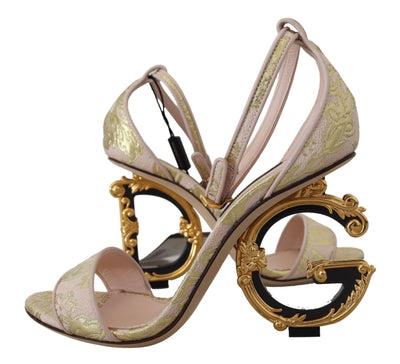 Pink Baroque Monogram Dg Heeled Sandals Shoes