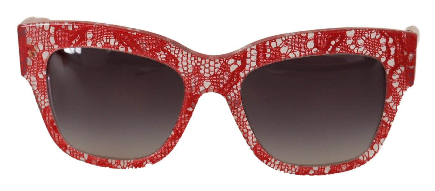 Red Lace Acetate Rectangle Shades Sunglasses