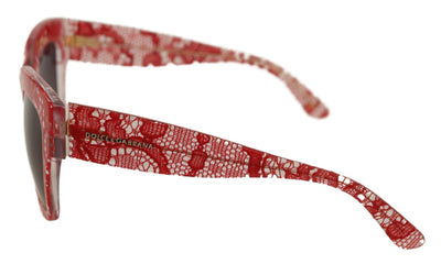 Red Lace Acetate Rectangle Shades Sunglasses