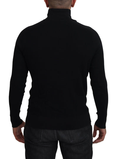 Black Silk Turtle Neck Pullover Sweater