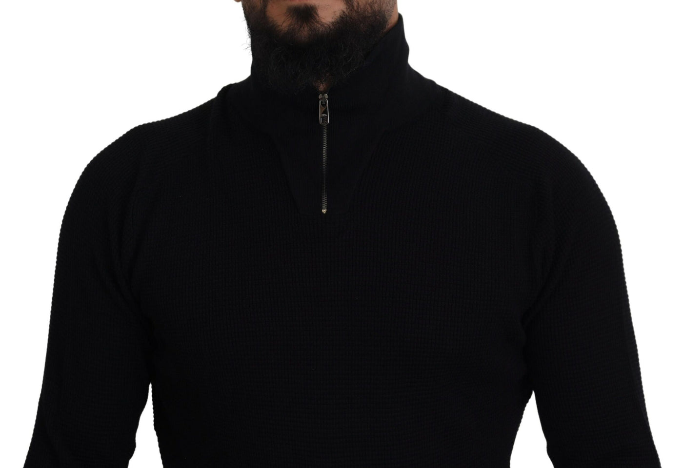 Black Silk Turtle Neck Pullover Sweater