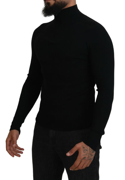 Black Half Zip Turtleneck Pullover Sweater