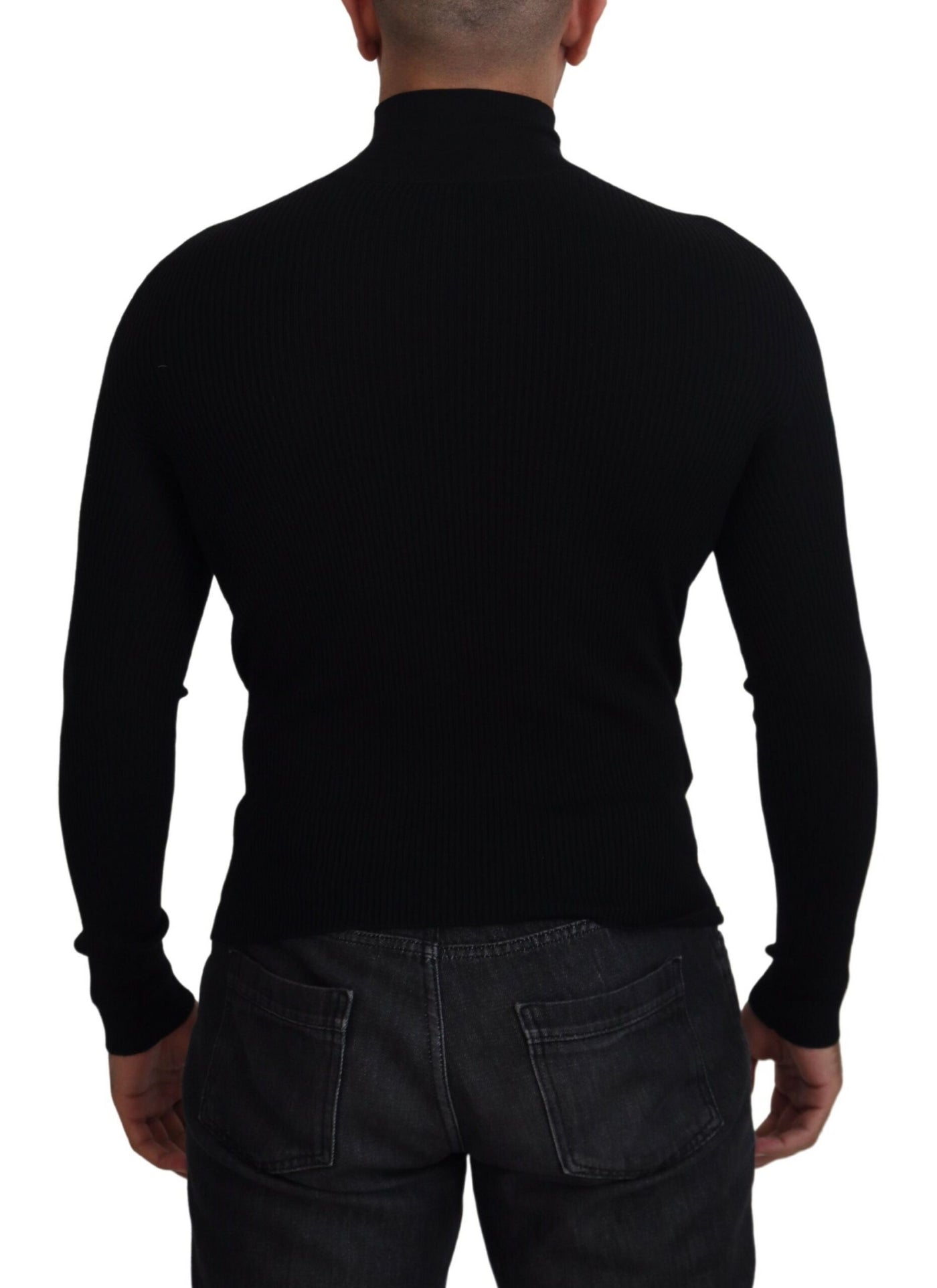 Black Half Zip Turtleneck Pullover Sweater