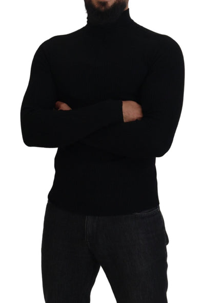 Black Half Zip Turtleneck Pullover Sweater