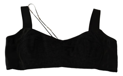 Black Cropped Silk Stretch Bustier Top