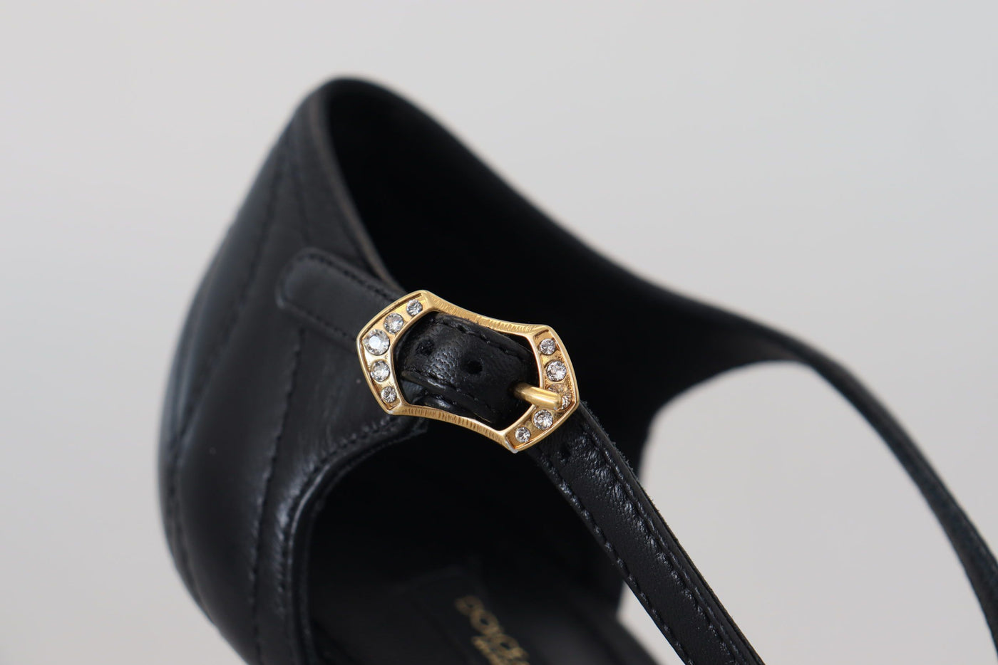 Black Leather Gold Devotion Heart Sandals Shoes