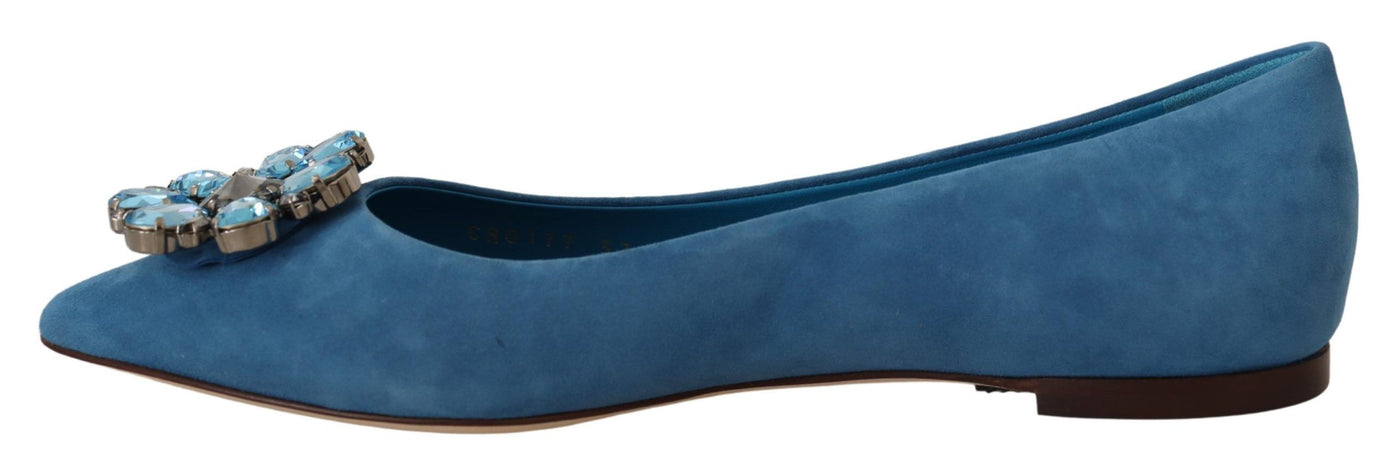 Blue Suede Crystals Loafers Flats Shoes