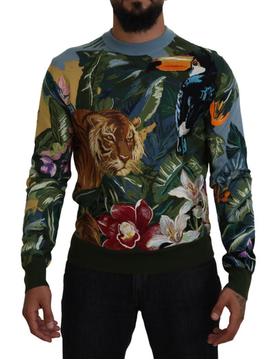 Multicolor Jungle Wool Pullover Logo Sweater