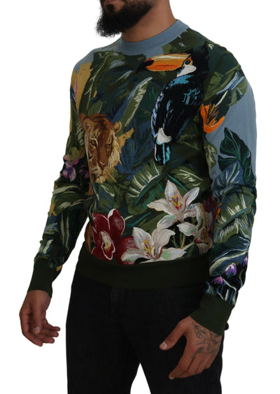 Multicolor Jungle Wool Pullover Logo Sweater