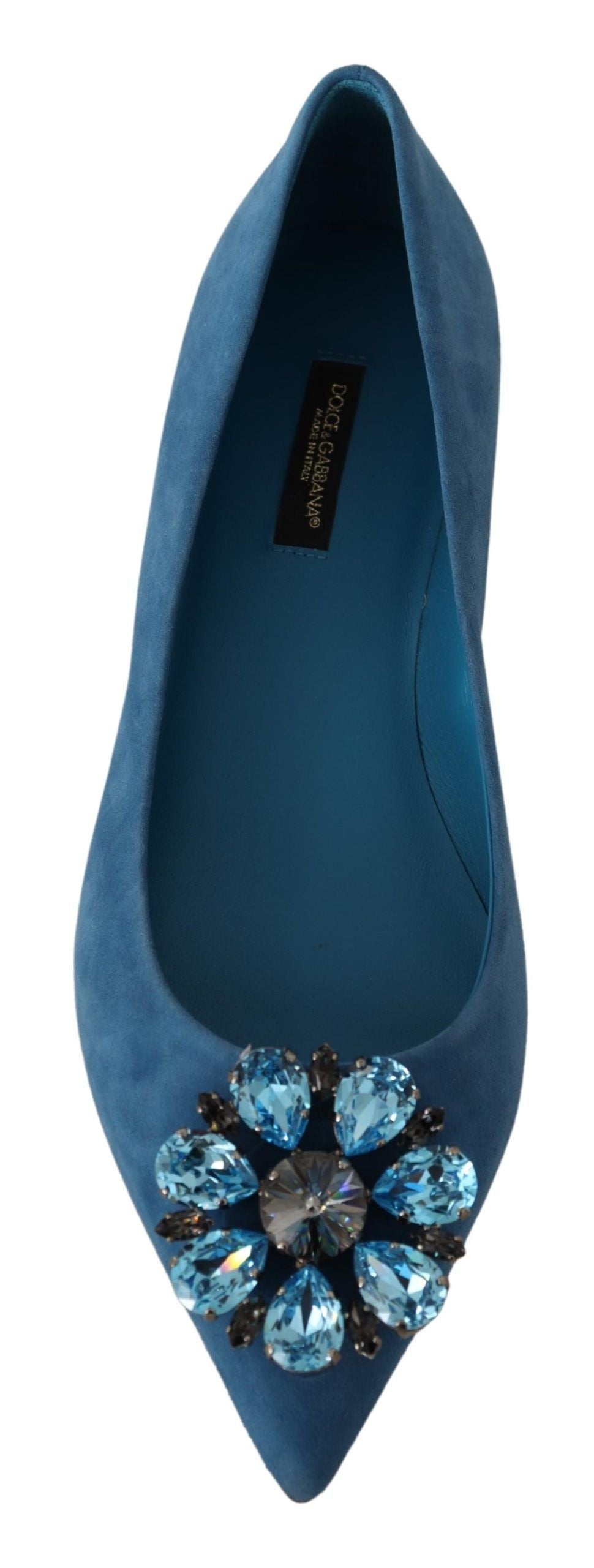 Blue Suede Crystals Loafers Flats Shoes