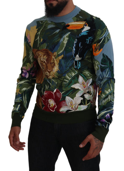 Multicolor Jungle Wool Pullover Logo Sweater