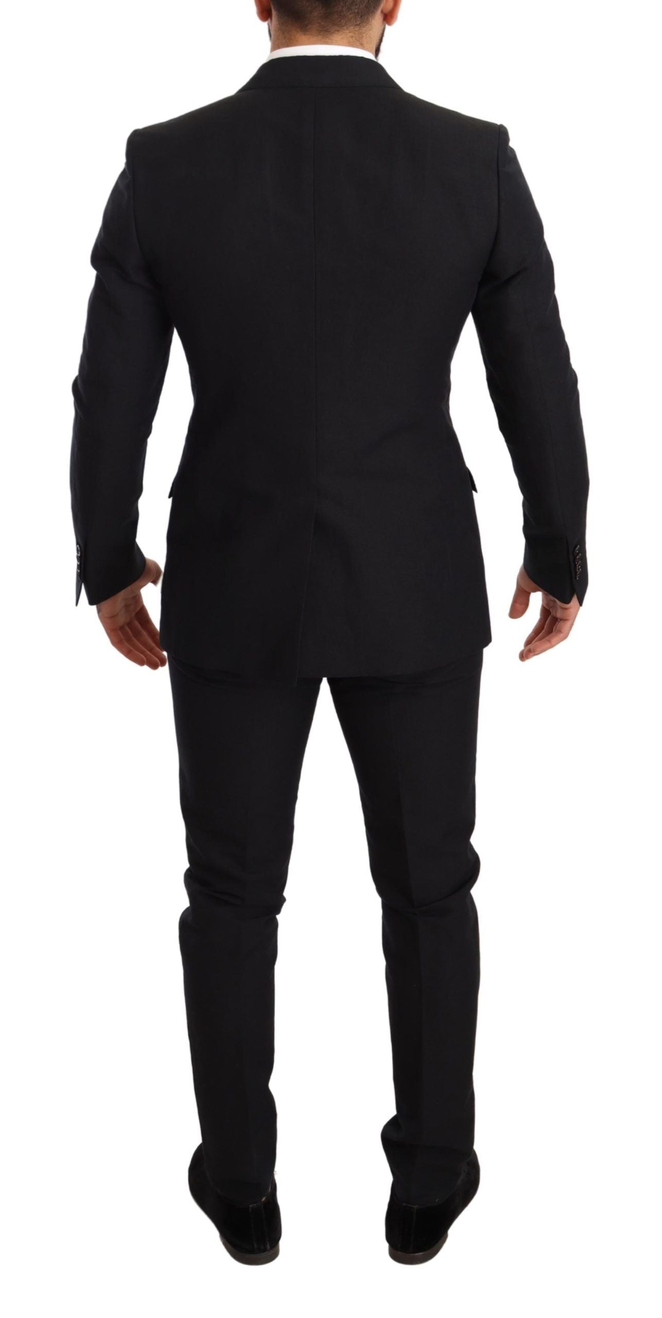 Black Cotton Slim 2 Piece TAORMINA Suit