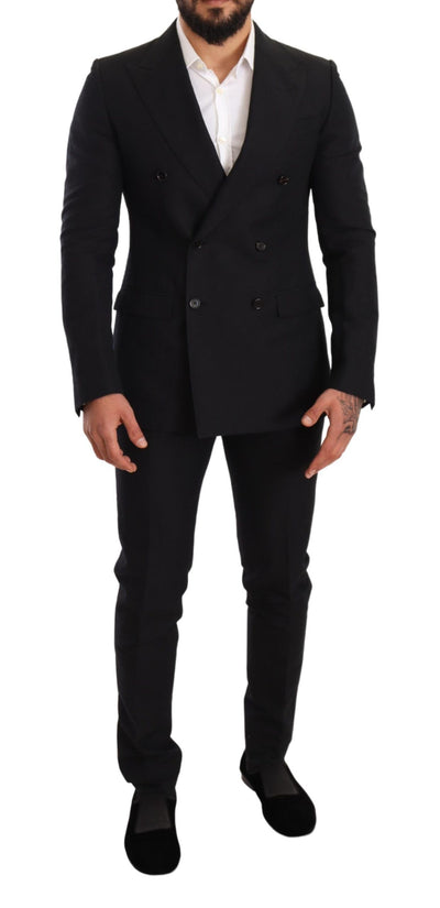 Black Cotton Slim 2 Piece TAORMINA Suit