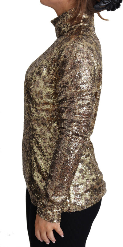 Brown Leopard Fit Turtleneck Sequin Sweater