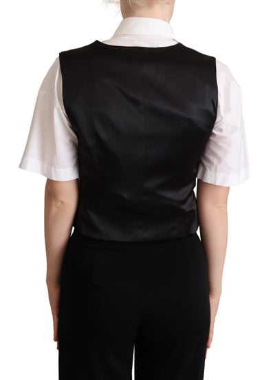 Black Silk Sleeveless Waistcoat Vest