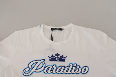 White DG Crown Paradiso Print Casual T-shirt