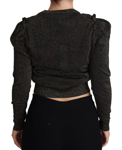 Black Gold Cropped Women Pullover Sweater