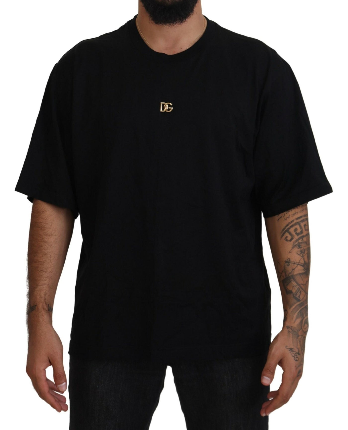 Black DG Gold Logo Appliqué Casual T-shirt