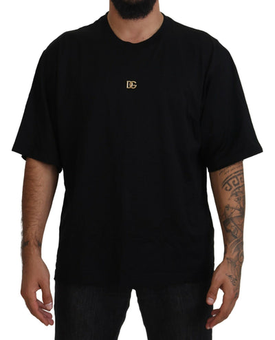 Black DG Gold Logo Appliqué Casual T-shirt