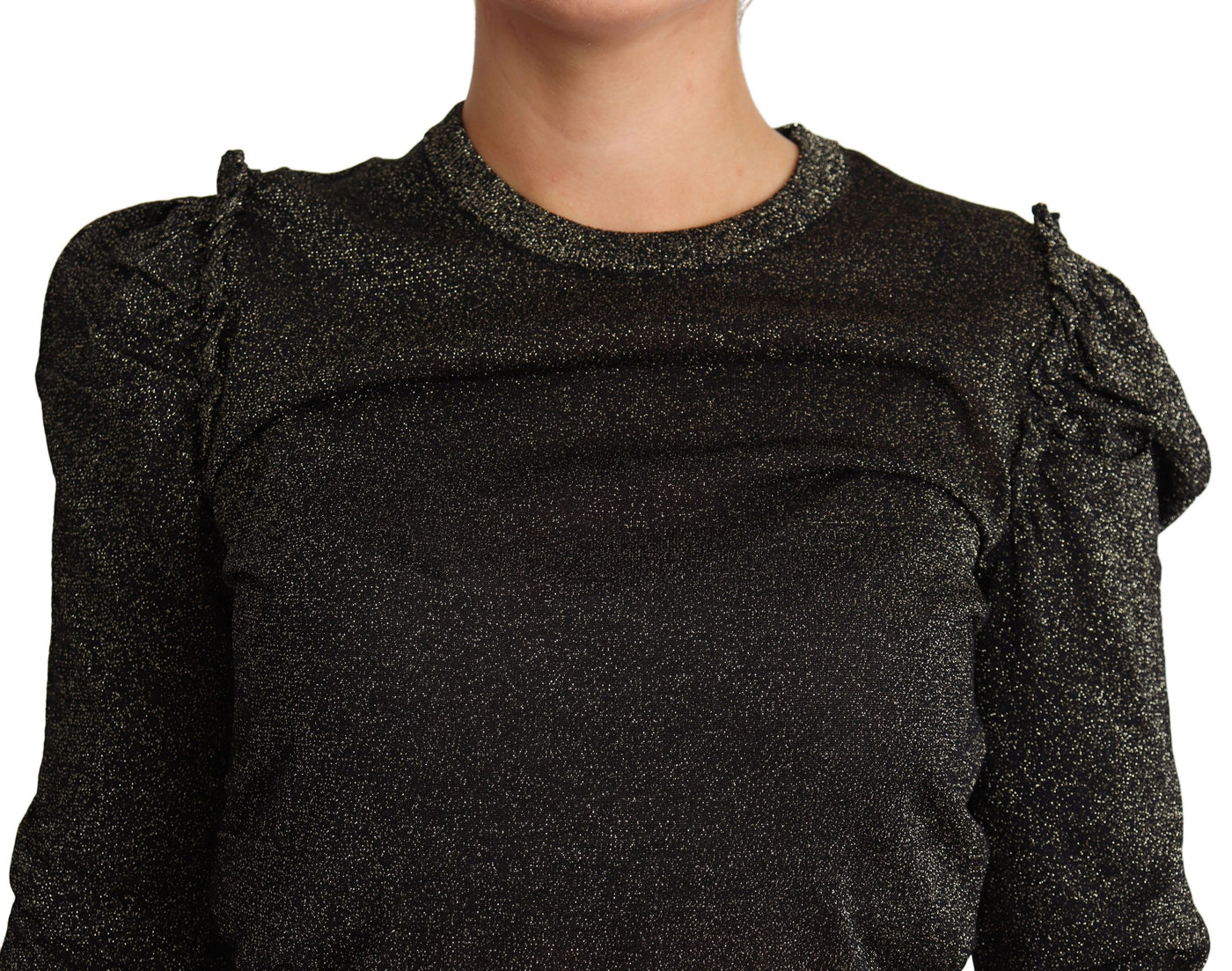 Black Gold Cropped Women Pullover Sweater