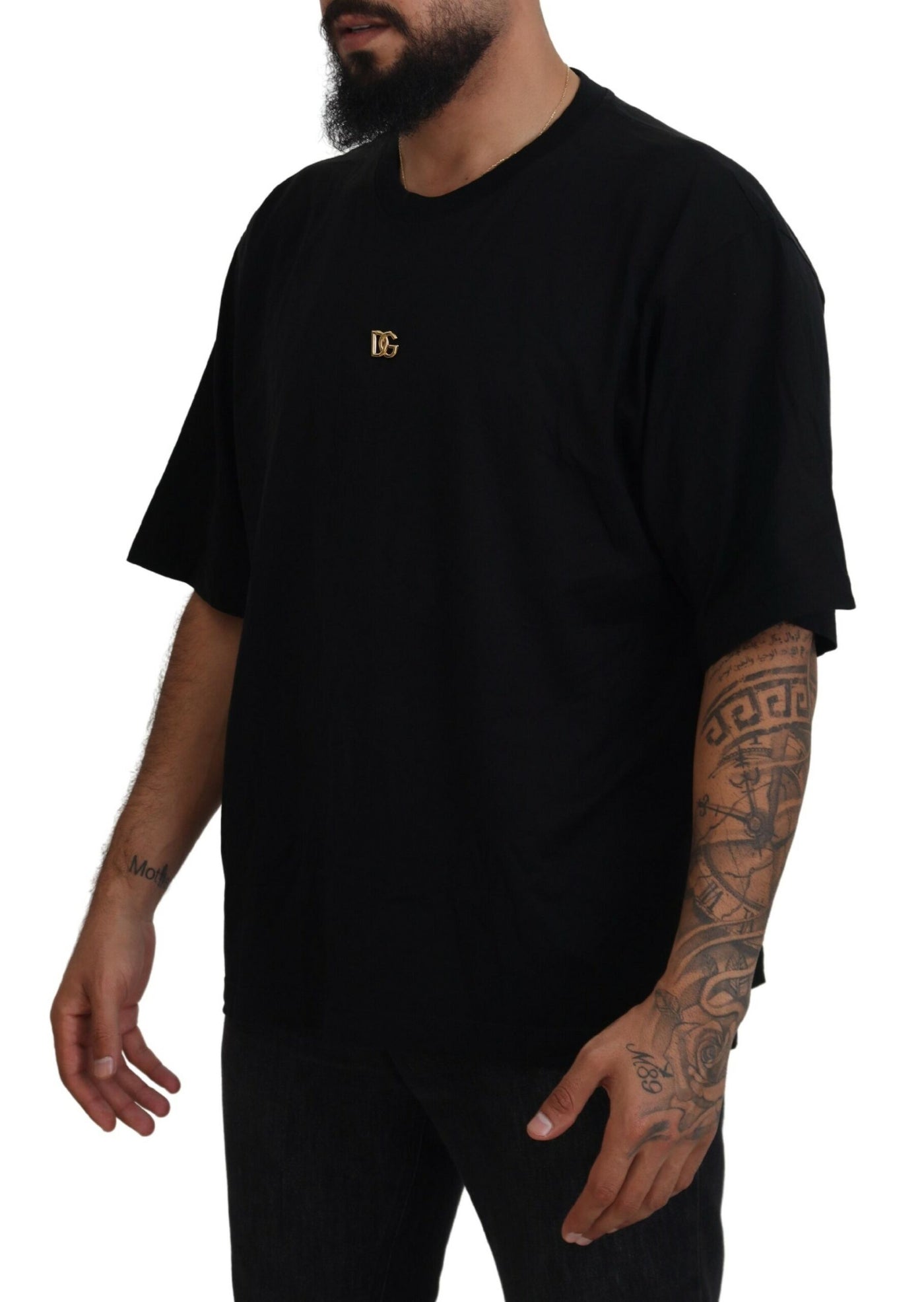 Black DG Gold Logo Appliqué Casual T-shirt