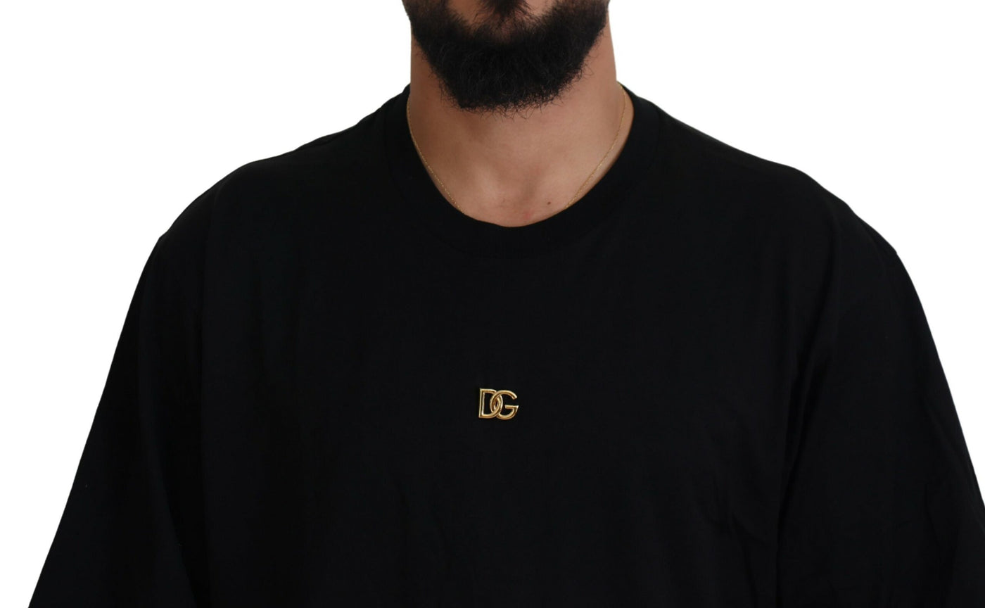 Black DG Gold Logo Appliqué Casual T-shirt