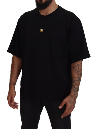 Black DG Gold Logo Appliqué Casual T-shirt