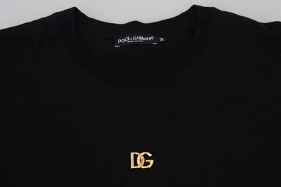 Black DG Gold Logo Appliqué Casual T-shirt