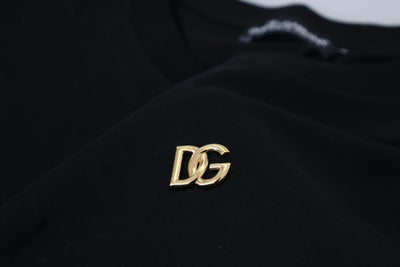 Black DG Gold Logo Appliqué Casual T-shirt