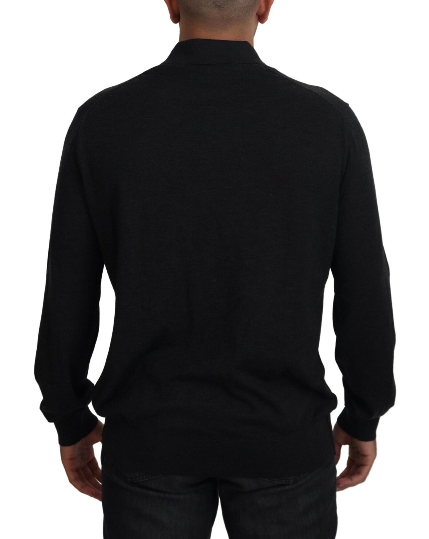 Black Cashmere Collared Pullover Sweater