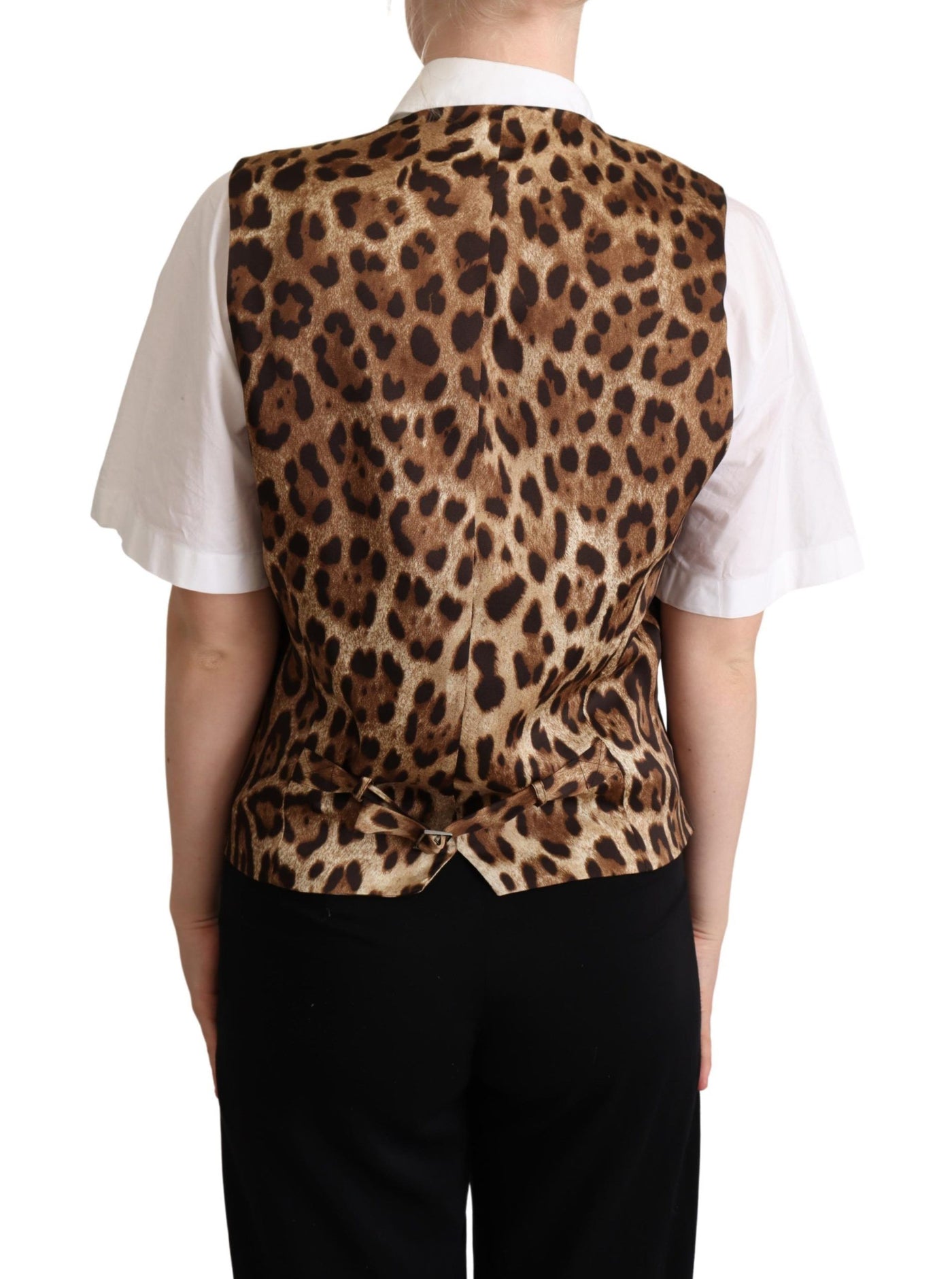 Gray Wool Leopard Print Waistcoat Vest