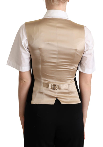 Black Beige Velvet Waistcoat Vest