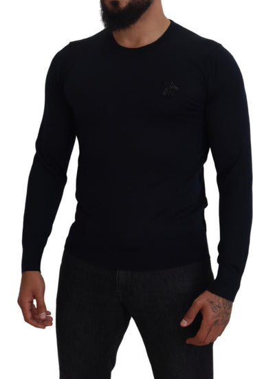 Black Cashmere Bee Logo Pullover Sweater