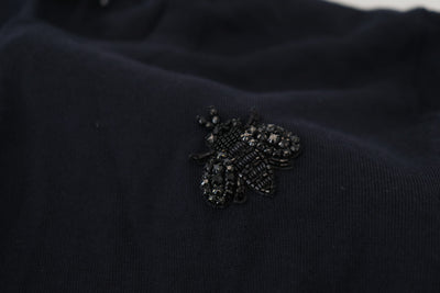 Black Cashmere Bee Logo Pullover Sweater