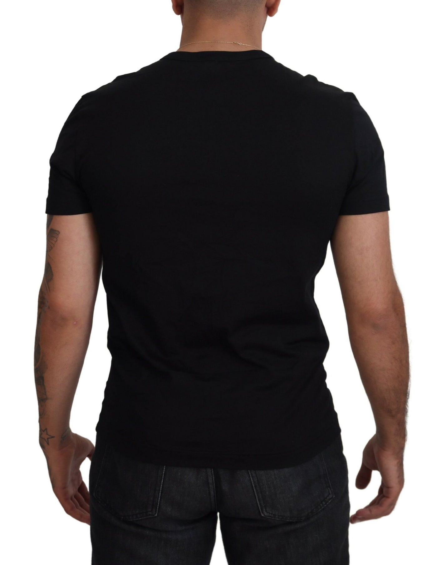 Black Sneak Peek Cotton Crew Neck T-shirt