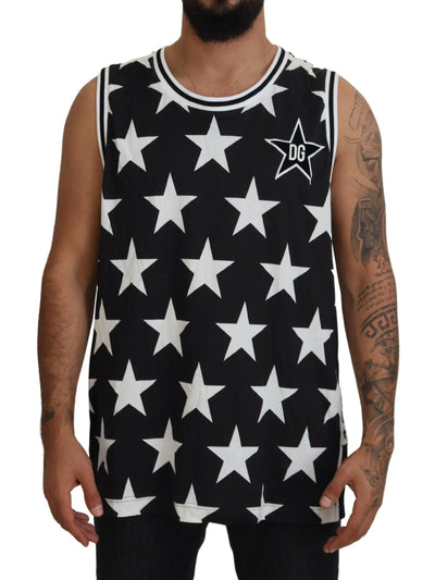 Black DG Star Logo Print Sleeveless Casual T-shirt