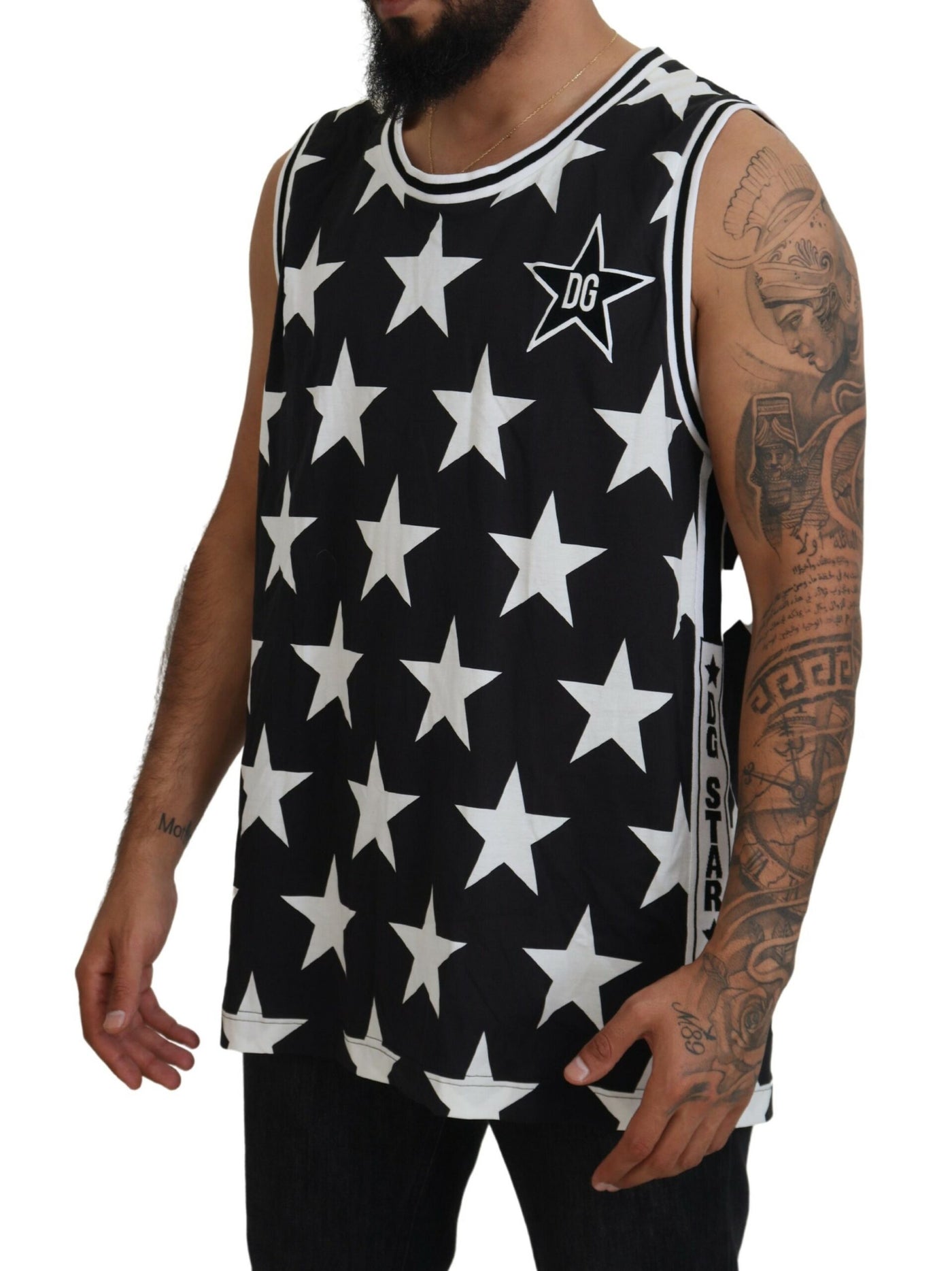 Black DG Star Logo Print Sleeveless Casual T-shirt