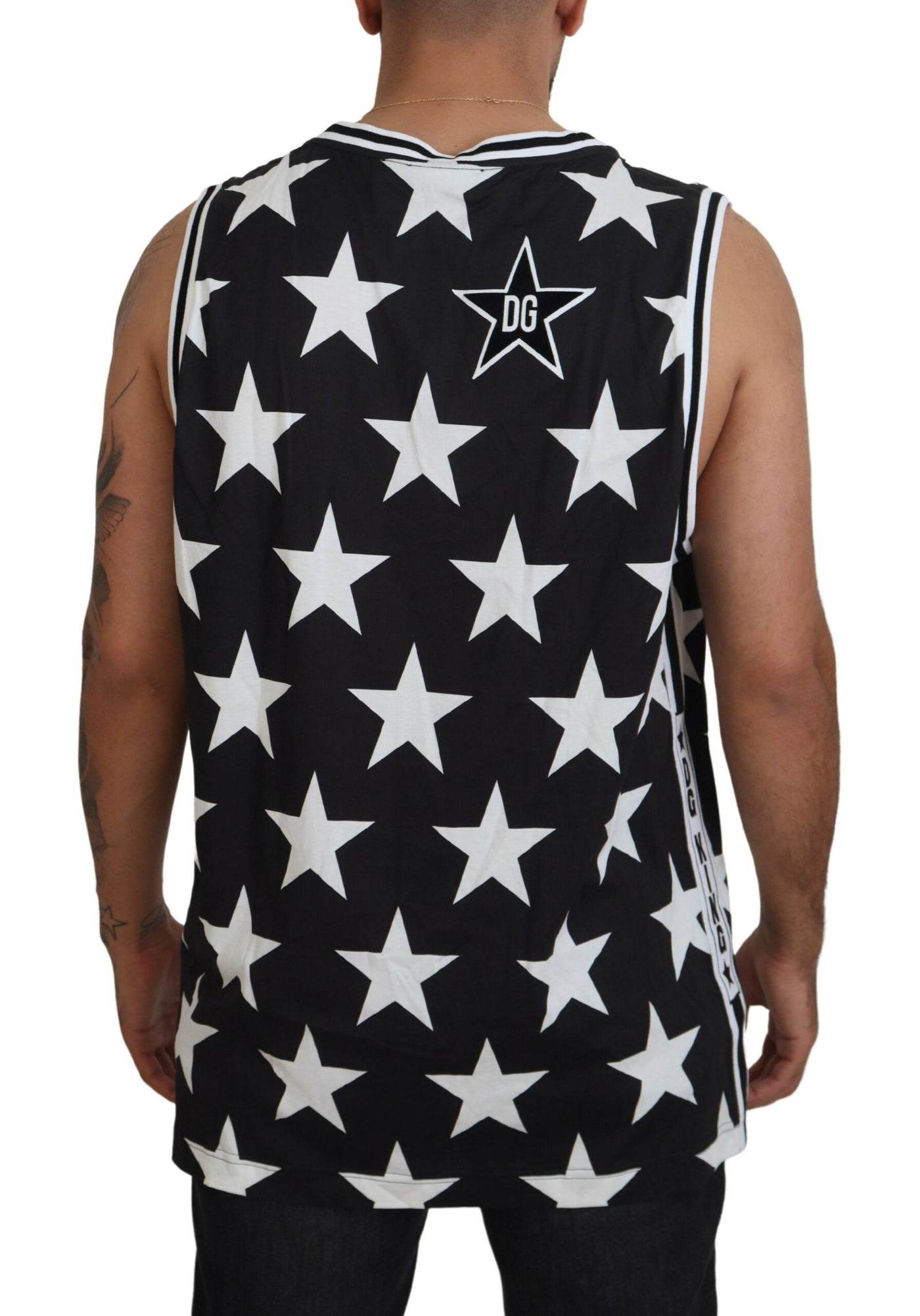 Black DG Star Logo Print Sleeveless Casual T-shirt