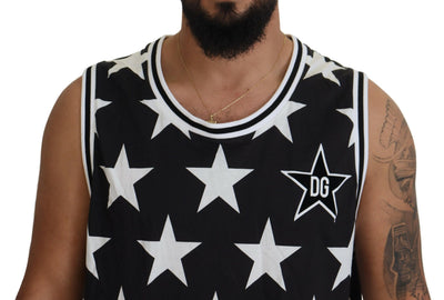 Black DG Star Logo Print Sleeveless Casual T-shirt